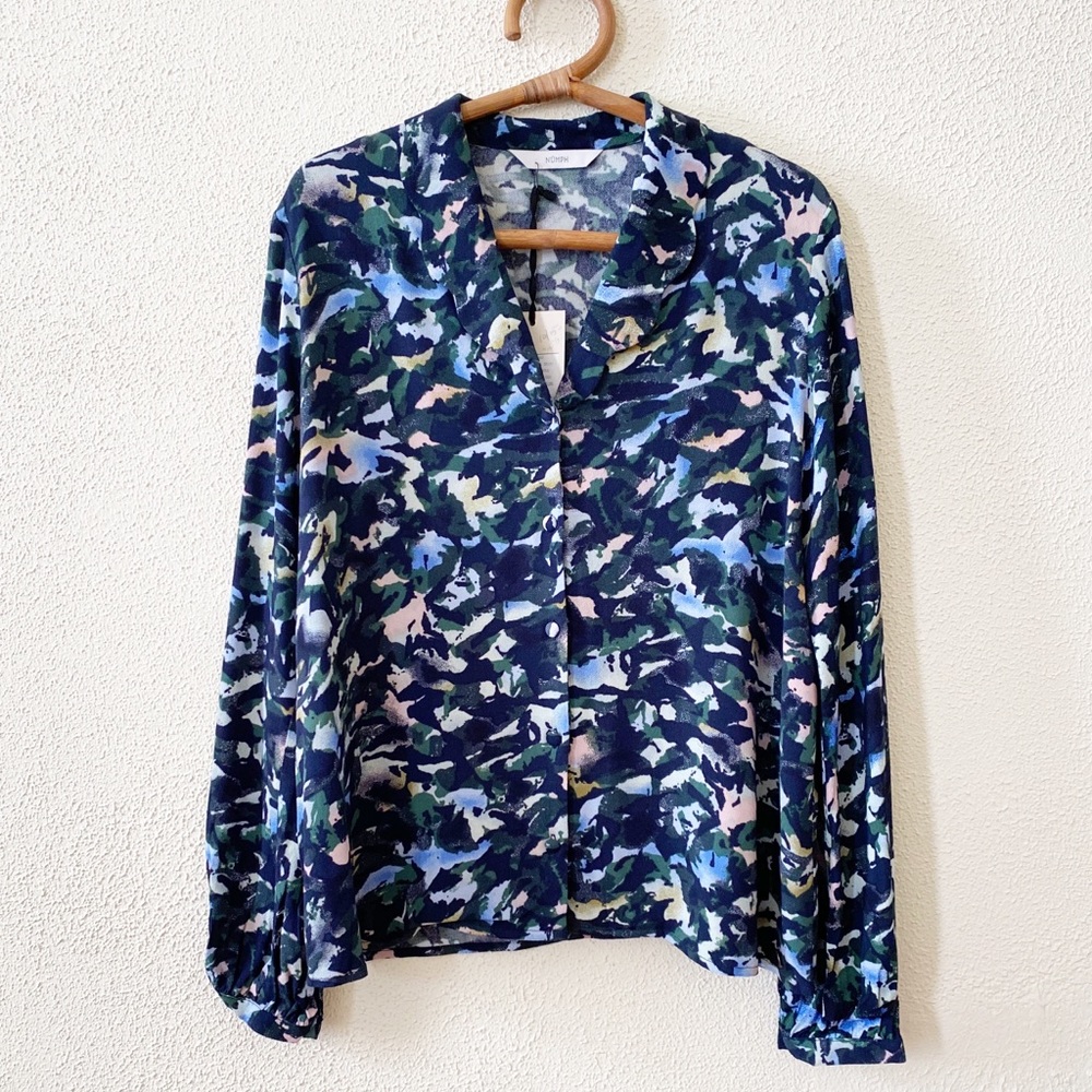 NWT Anthropologie Numph Watercolor Print Blouse